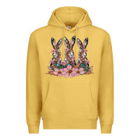 Antique Gold rabbits with blossom flower Premium Hoodie - Artiststas
