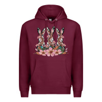 Burgundy rabbits with blossom flower Premium Hoodie - Artiststas