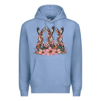 Colony Blue rabbits with blossom flower Premium Hoodie - Artiststas
