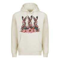 Oatmeal Heather rabbits with blossom flower Premium Hoodie - Artiststas