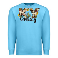 Ocean Blue kentucky state cowhide serape cactus Premium Sweatshirt - RanaPortraitStore