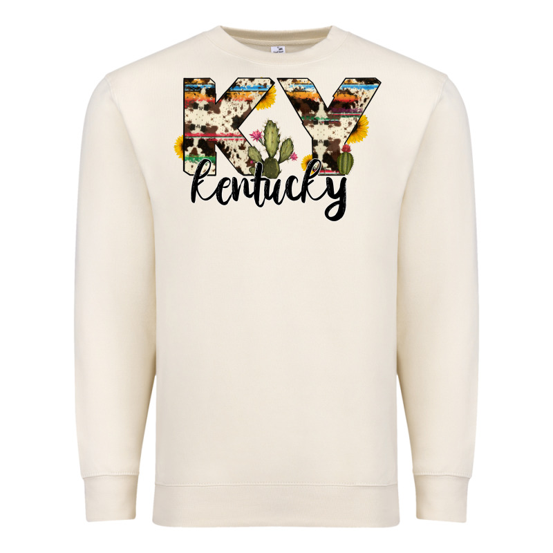 Kentucky State Cowhide Serape Cactus Premium Sweatshirt by RanaPortraitStore | Teevron