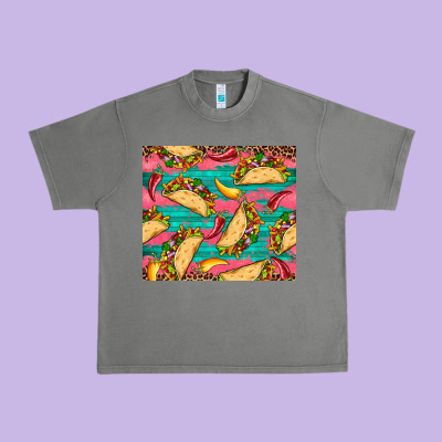 Mexican Taco Paper Glitter Leopard Wooden Urban Heavy Tee Designed By Artiststas
