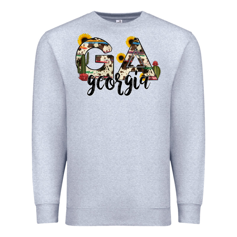Georgia State Cowhide Serape Cactus Premium Sweatshirt by RanaPortraitStore | Teevron