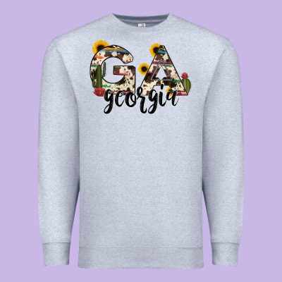 Georgia State Cowhide Serape Cactus Premium Sweatshirt Designed By Ranaportraitstore