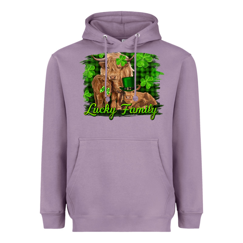 St Patrick's Day Lucky Cow Family Heavyweight Hoodie by RanaPortraitStore | Teevron