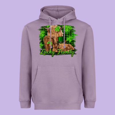 St Patrick's Day Lucky Cow Family Heavyweight Hoodie Designed By Ranaportraitstore