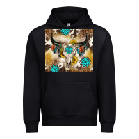 Black cowhide leopard bull skull gemstone Urban Hoodie - NancyCooperArtShop