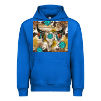 Cobalt cowhide leopard bull skull gemstone Urban Hoodie - NancyCooperArtShop