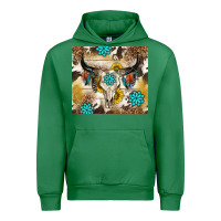 Emerald cowhide leopard bull skull gemstone Urban Hoodie - NancyCooperArtShop