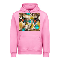 Fuchsia Pink cowhide leopard bull skull gemstone Urban Hoodie - NancyCooperArtShop