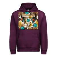 Mauve Wine cowhide leopard bull skull gemstone Urban Hoodie - NancyCooperArtShop