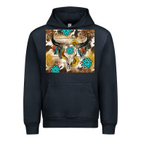 Navy cowhide leopard bull skull gemstone Urban Hoodie - NancyCooperArtShop