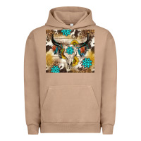 Pigment Burro cowhide leopard bull skull gemstone Urban Hoodie - NancyCooperArtShop