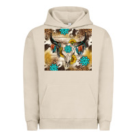 Pigment French Oak cowhide leopard bull skull gemstone Urban Hoodie - NancyCooperArtShop