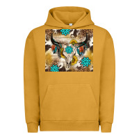 Pigment Peanut Butter cowhide leopard bull skull gemstone Urban Hoodie - NancyCooperArtShop