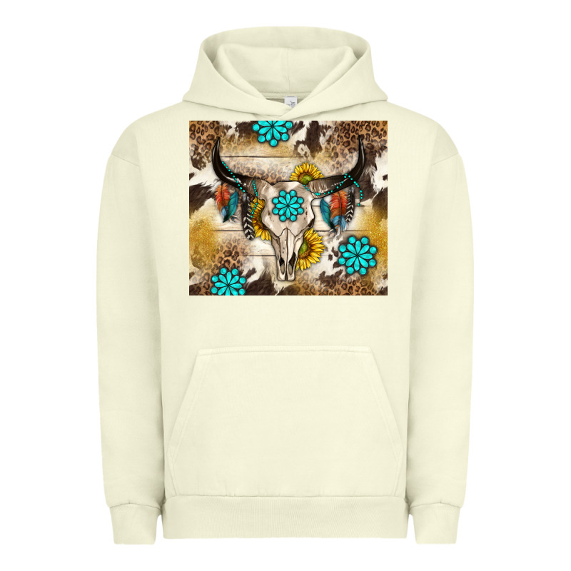 Cowhide Leopard Bull Skull Gemstone Urban Hoodie by NancyCooperArtShop | Teevron