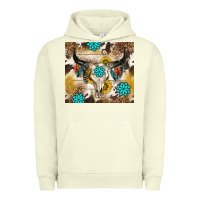 Pigment Pistachio cowhide leopard bull skull gemstone Urban Hoodie - NancyCooperArtShop