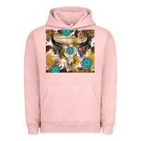 Pigment Salmon cowhide leopard bull skull gemstone Urban Hoodie - NancyCooperArtShop