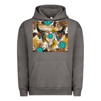 Pigment Tornado cowhide leopard bull skull gemstone Urban Hoodie - NancyCooperArtShop