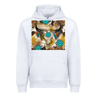 White cowhide leopard bull skull gemstone Urban Hoodie - NancyCooperArtShop