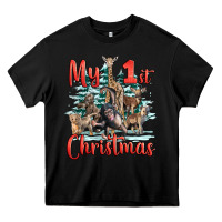 Black my first christmas baby safari animals Heavy Core Tee - LillyAllenDesigns