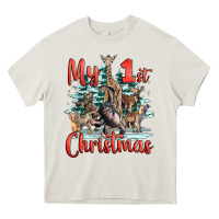 Cream my first christmas baby safari animals Heavy Core Tee - LillyAllenDesigns