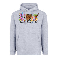 Heather Grey peace love art Heavyweight Hoodie - texasbilliewilder