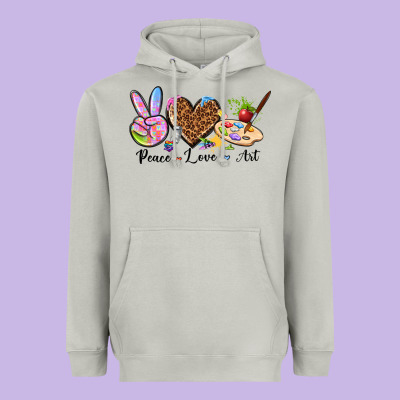 Peace Love Art Heavyweight Hoodie Designed By Texasbilliewilder