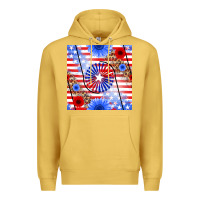 Antique Gold patriotic usa flag and sunflower Premium Hoodie - BundleAndBundleShop