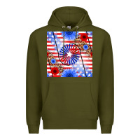 Army Green patriotic usa flag and sunflower Premium Hoodie - BundleAndBundleShop
