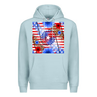 Blue Mist patriotic usa flag and sunflower Premium Hoodie - BundleAndBundleShop