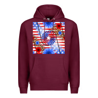 Burgundy patriotic usa flag and sunflower Premium Hoodie - BundleAndBundleShop