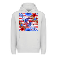 Dove Grey patriotic usa flag and sunflower Premium Hoodie - BundleAndBundleShop