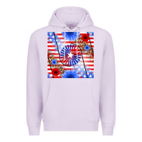Lilac patriotic usa flag and sunflower Premium Hoodie - BundleAndBundleShop