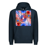 Navy patriotic usa flag and sunflower Premium Hoodie - BundleAndBundleShop