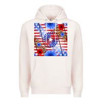 Pale Pink patriotic usa flag and sunflower Premium Hoodie - BundleAndBundleShop