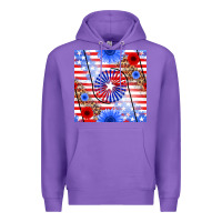 Purple patriotic usa flag and sunflower Premium Hoodie - BundleAndBundleShop