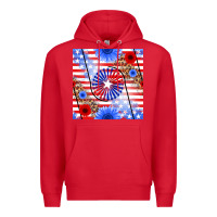 Red patriotic usa flag and sunflower Premium Hoodie - BundleAndBundleShop