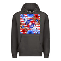 Smoke patriotic usa flag and sunflower Premium Hoodie - BundleAndBundleShop