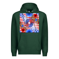 Sports Green patriotic usa flag and sunflower Premium Hoodie - BundleAndBundleShop