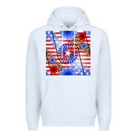White patriotic usa flag and sunflower Premium Hoodie - BundleAndBundleShop