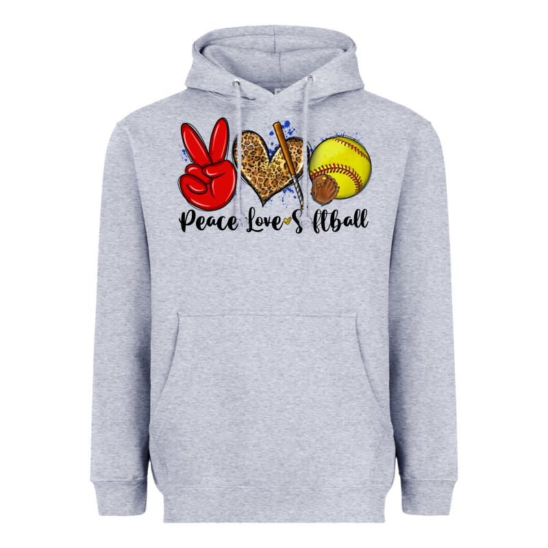 Peace Love Softball Heavyweight Hoodie by Zillion Design Studio | Teevron