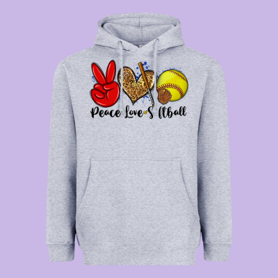 Peace Love Softball Heavyweight Hoodie Designed By Zillion Design Studio