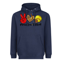 Navy peace love softball Heavyweight Hoodie - Zillion Design Studio