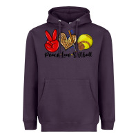 Plum peace love softball Heavyweight Hoodie - Zillion Design Studio