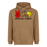 Toasted Coconut peace love softball Heavyweight Hoodie - Zillion Design Studio