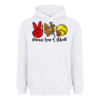 White peace love softball Heavyweight Hoodie - Zillion Design Studio