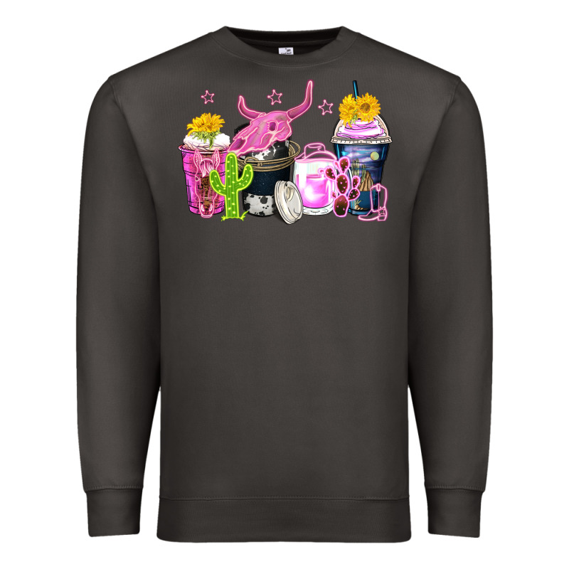 Neon Western Coffee Cups Premium Sweatshirt by Zillion Design Studio | Teevron