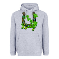 Heather Grey lucky shamrock horseshoe Heavyweight Hoodie - RanaPortraitStore
